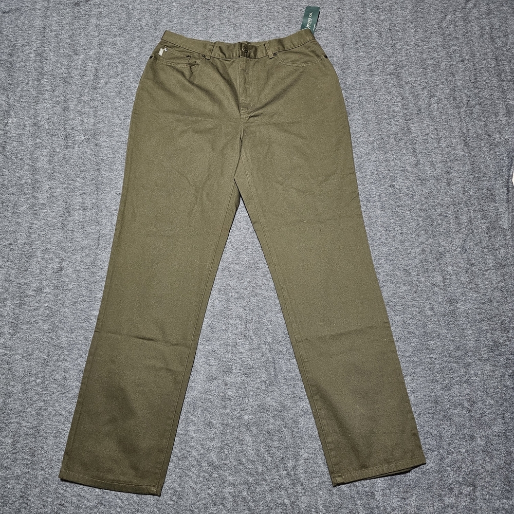 Lauren Ralph Lauren Olive Green High Waist Straight Leg Pants Size 10 NWT - Picture 1 of 9
